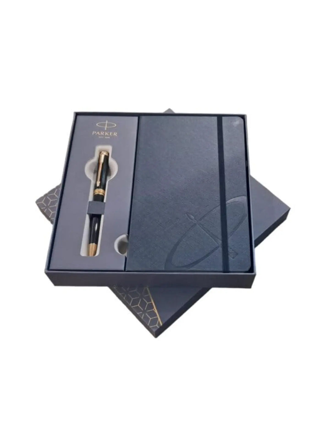 Parker Ambient Black Lacquer Gold Trim Ballpoint Pen Medium Nib With Notebook