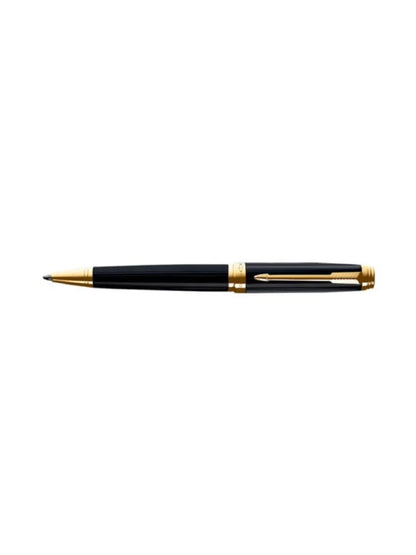 Parker Ambient Black Lacquer Gold Trim Ballpoint Pen Medium Nib With Notebook