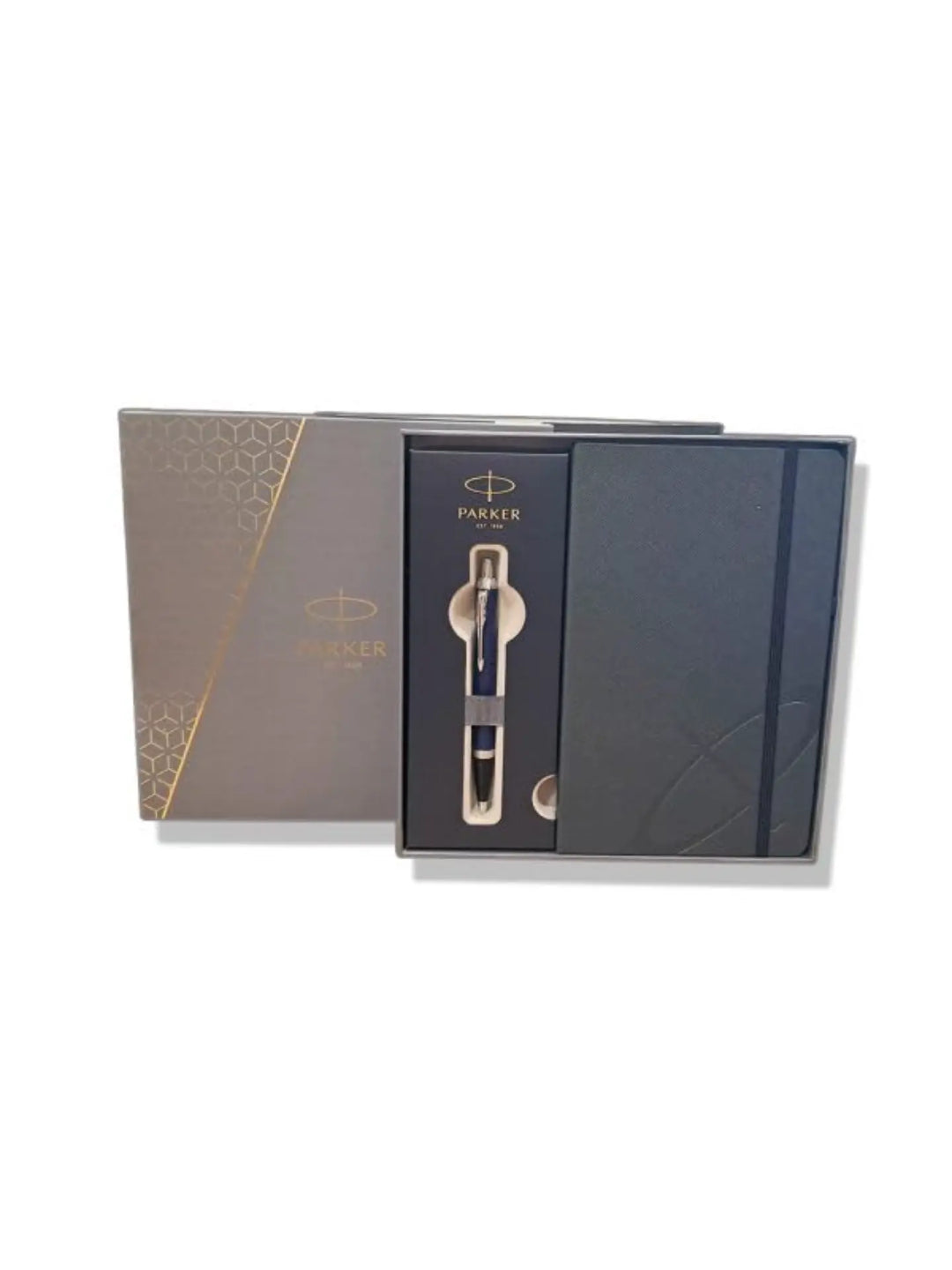 Parker IM Blue Chrome Trim Ballpoint Pen Medium Nib With Notebook
