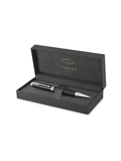 Parker Ingenuity Black Lacquer Chrome Trim Ballpoint Pen Medium Nib