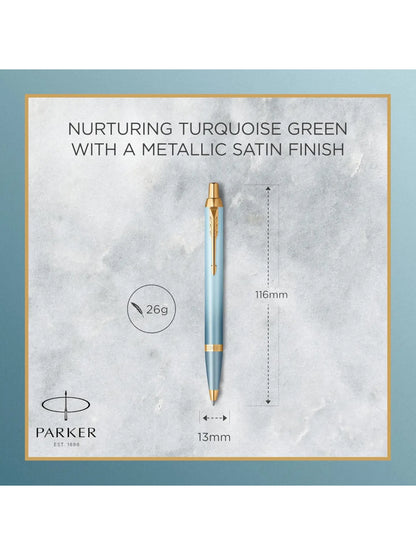 Parker IM Green Gradient Gold Trim Ballpoint Pen Medium Nib