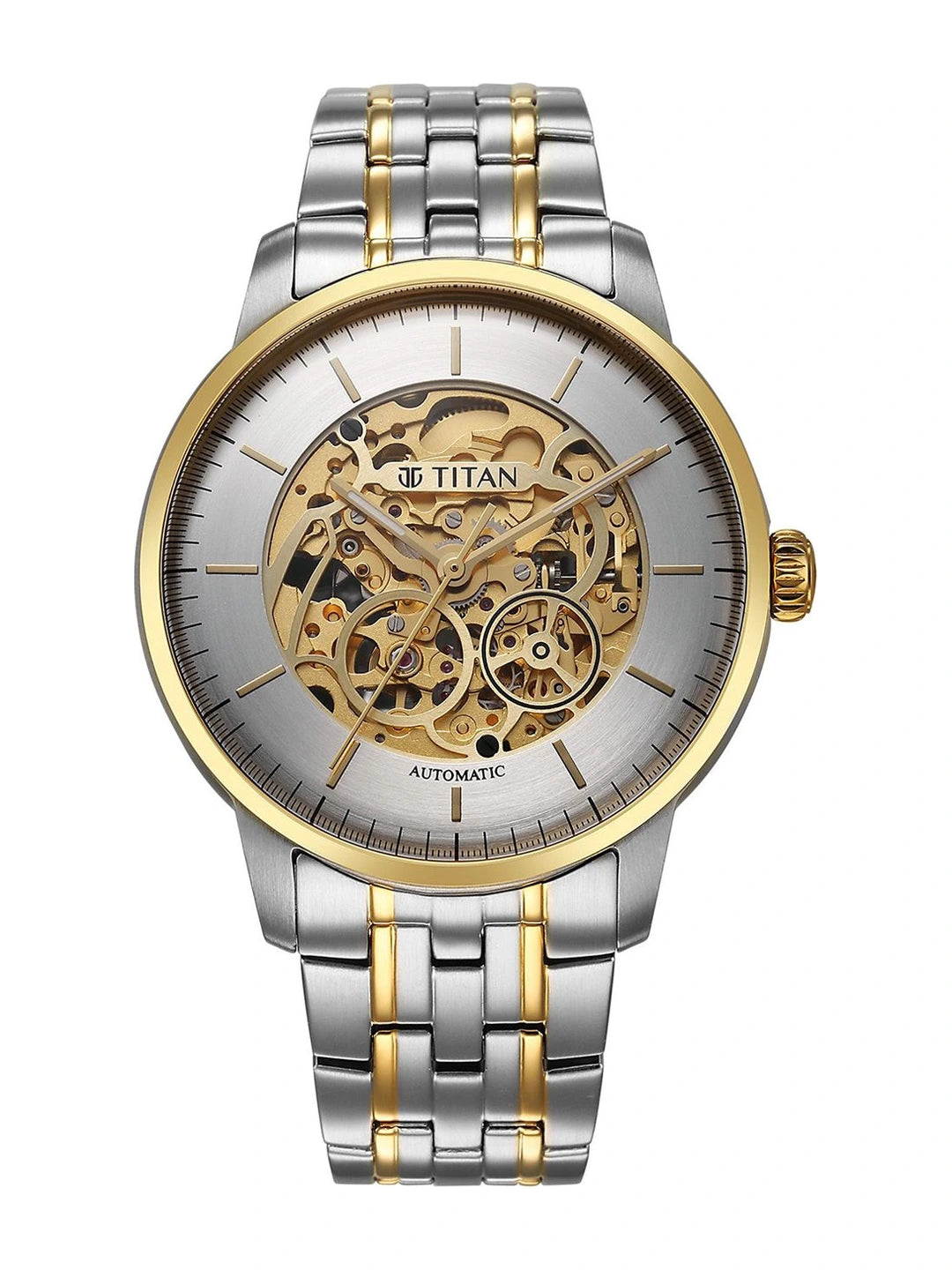Titan Golden Heart Skeleton Dial & Bracelet Style Strap Analog Watch - 90110BM01