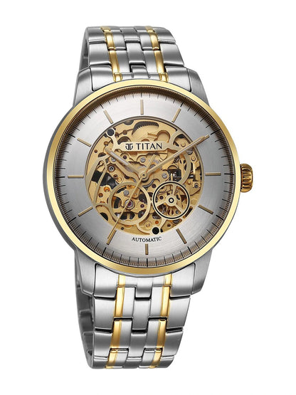 Titan Golden Heart Skeleton Dial & Bracelet Style Strap Analog Watch - 90110BM01