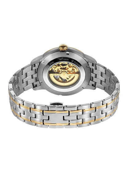 Titan Golden Heart Skeleton Dial & Bracelet Style Strap Analog Watch - 90110BM01