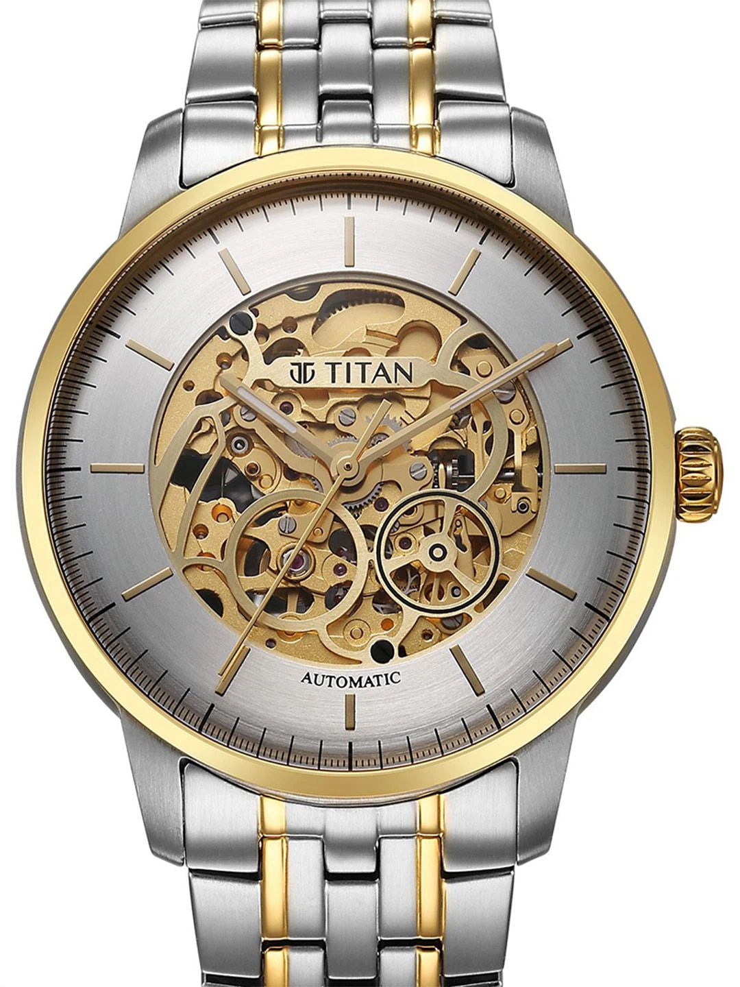Titan Golden Heart Skeleton Dial & Bracelet Style Strap Analog Watch - 90110BM01