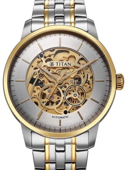 Titan Golden Heart Skeleton Dial & Bracelet Style Strap Analog Watch - 90110BM01