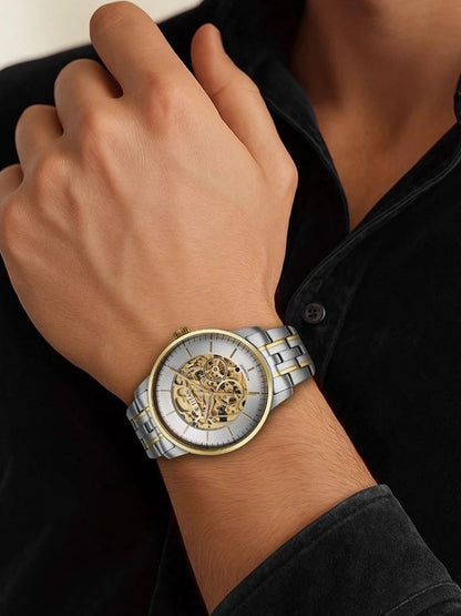 Titan Golden Heart Skeleton Dial & Bracelet Style Strap Analog Watch - 90110BM01
