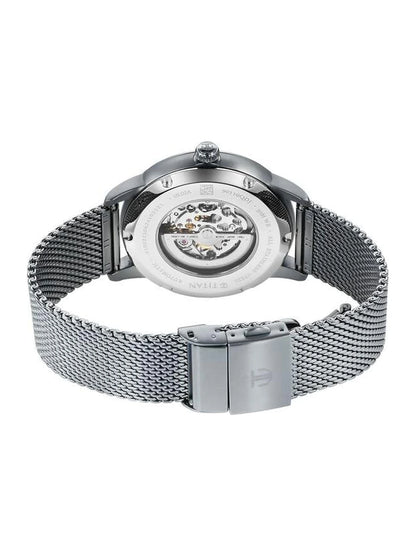 Titan Round Silver Dial Analog Watch With Metal Strap - 90110QM02