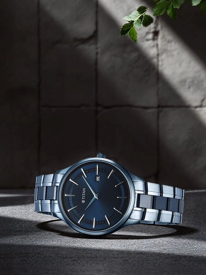 Titan Dial & Stainless Steel Bracelet Style Strap Analogue Watch - 90142QD01