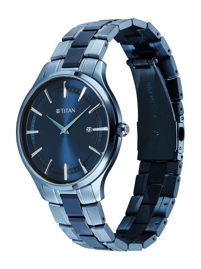 Titan Dial & Stainless Steel Bracelet Style Strap Analogue Watch - 90142QD01