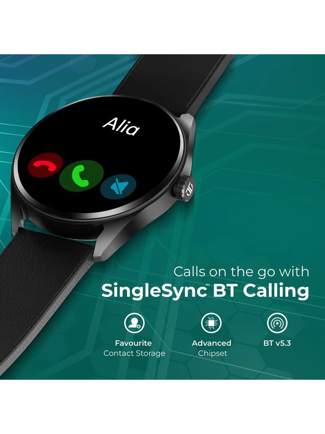 Titan Crest With 3.63 cm AMOLED Display With AOD, Functional Crown, BT Calling Smartwatch With Black Mesh Strap