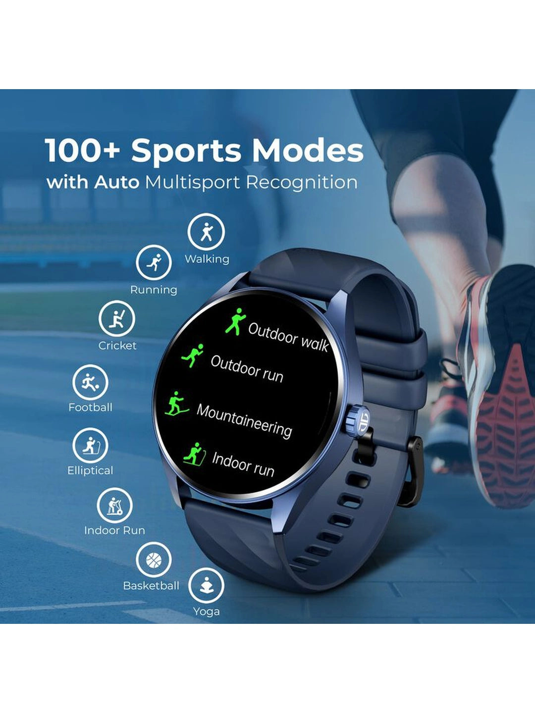 Titan Crest With 3.63 cm AMOLED Display With AOD, Functional Crown, BT Calling Smartwatch With Black Mesh Strap