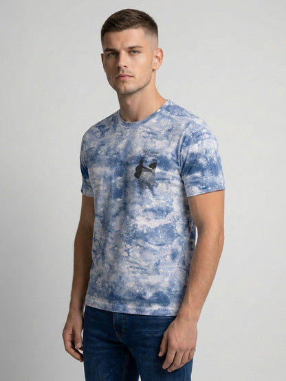 Mokajodi Blue Slim Fit Graphic Print T-Shirt