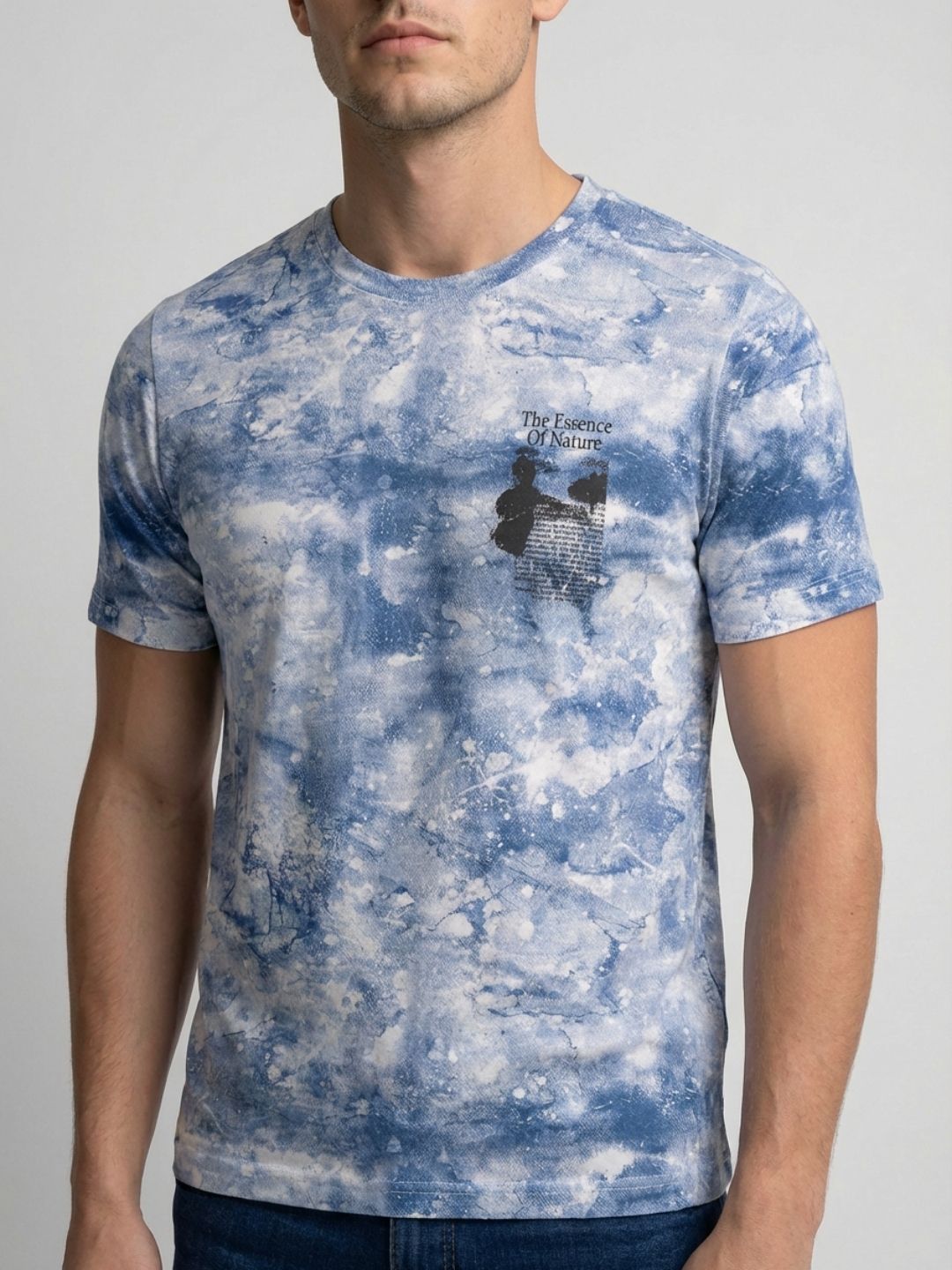 Mokajodi Blue Slim Fit Graphic Print T-Shirt