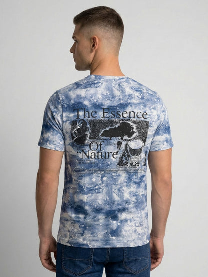Mokajodi Blue Slim Fit Graphic Print T-Shirt