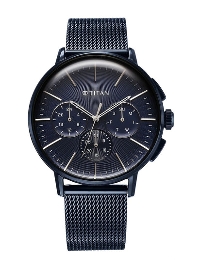 Titan Dial & Stainless Steel Bracelet Style Strap Analogue Watch - 90200QM01
