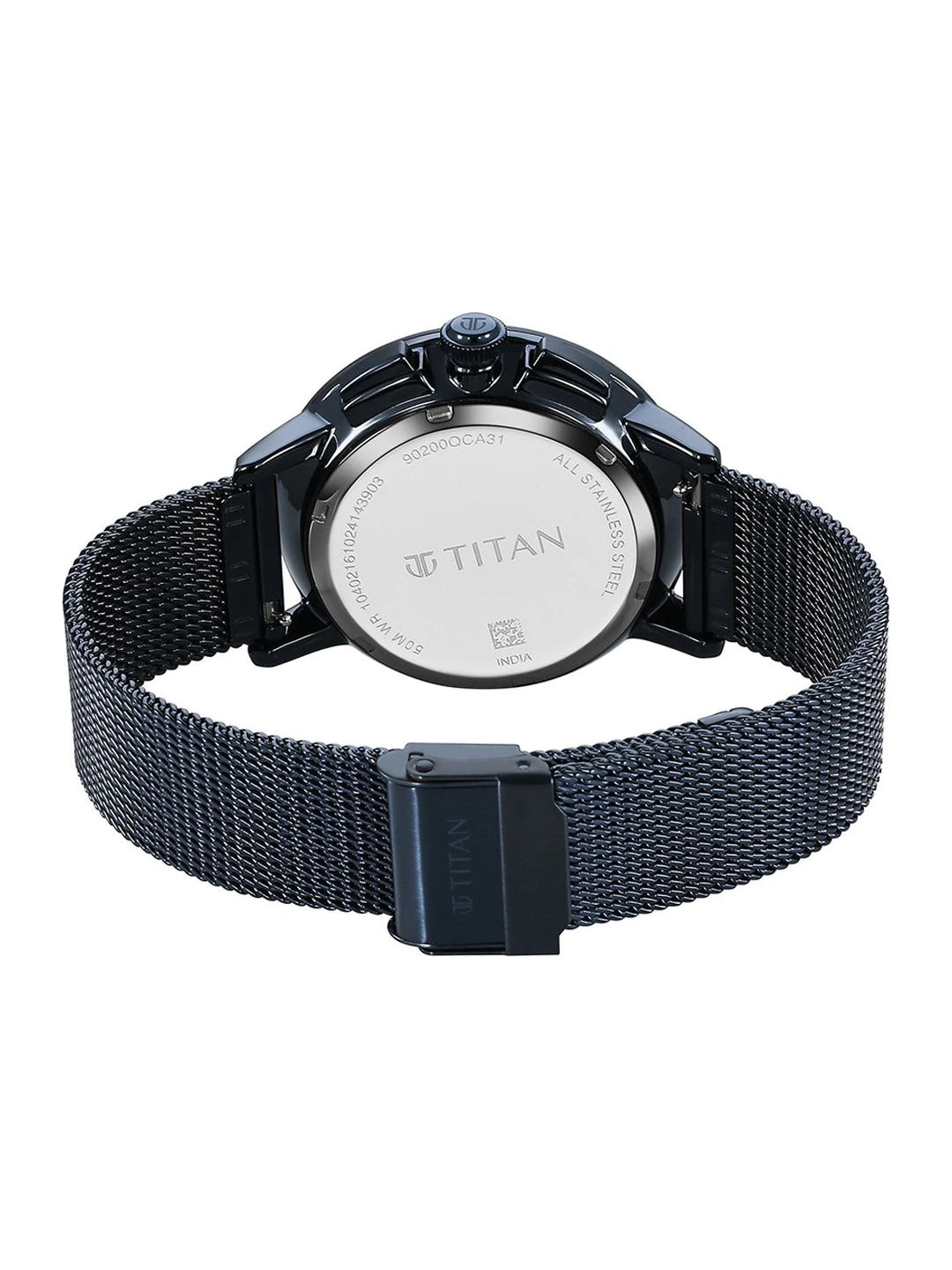 Titan Dial & Stainless Steel Bracelet Style Strap Analogue Watch - 90200QM01