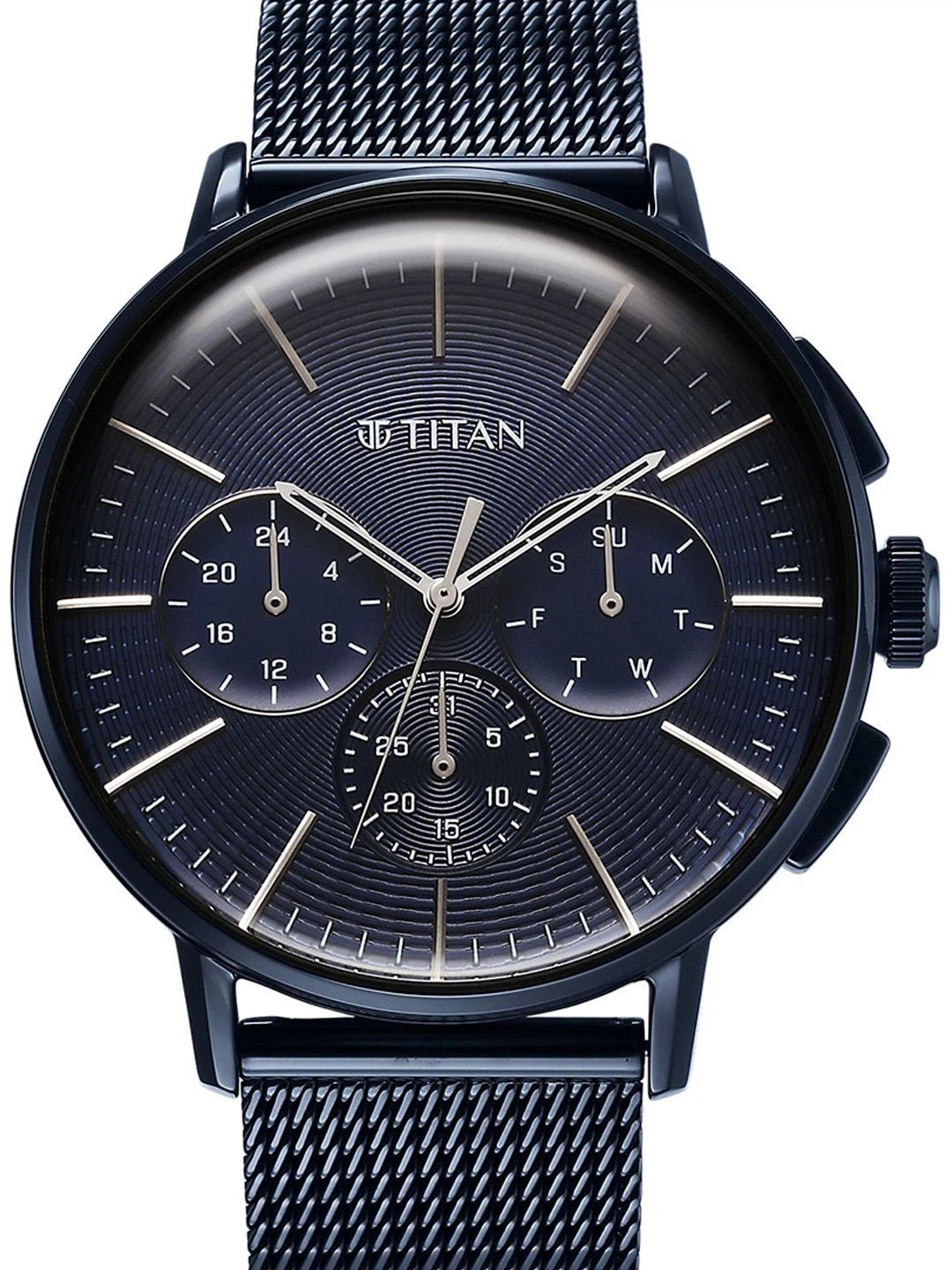Titan Dial & Stainless Steel Bracelet Style Strap Analogue Watch - 90200QM01