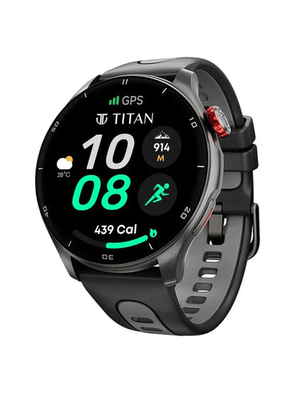 Titan Celestor Advanced GPS & Barometer 3.6 cm AMOLED Display With AOD, Piezoelectric Functional Crown Black Eclipse.