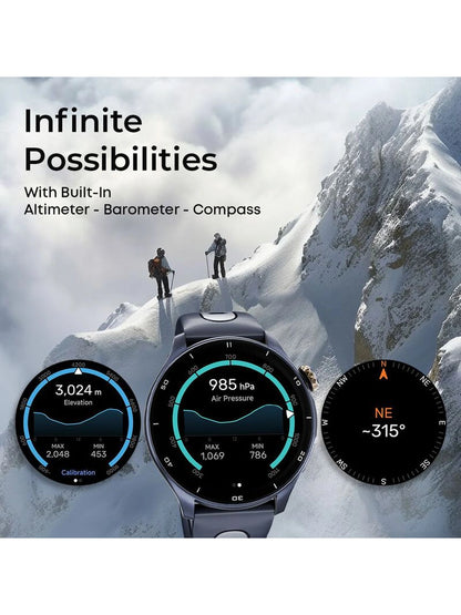 Titan Celestor Advanced GPS & Barometer 3.6 cm AMOLED Display With AOD, Piezoelectric Functional Crown Black Eclipse.