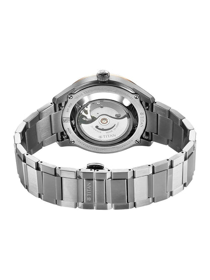 Titan Dial & Leather Bracelet Style Strap Analogue Automatic Watch - 90209KM01