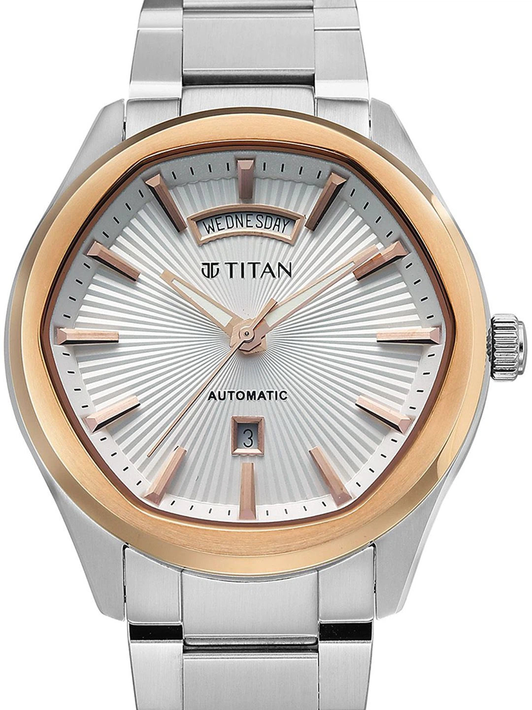 Titan Dial & Leather Bracelet Style Strap Analogue Automatic Watch - 90209KM01