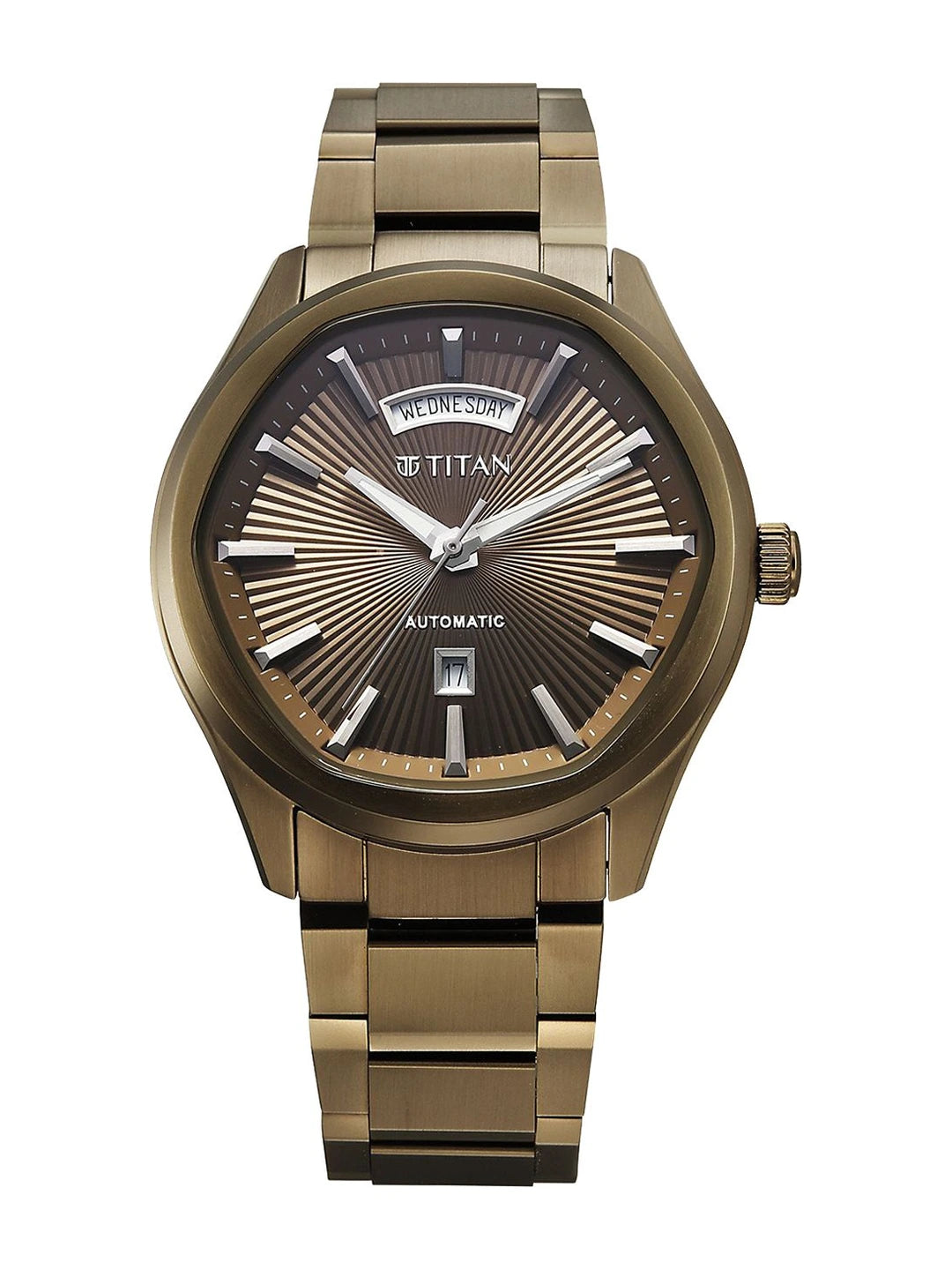 Titan Dial & Leather Bracelet Style Strap Analogue Automatic Watch - 90209QM01