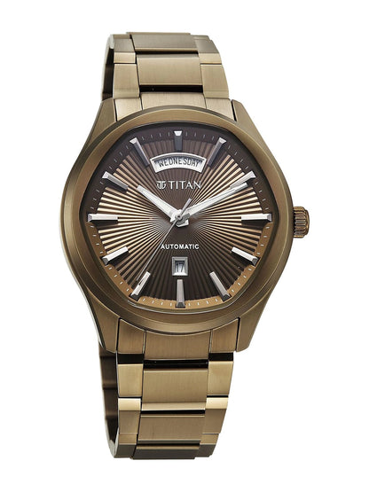 Titan Dial & Leather Bracelet Style Strap Analogue Automatic Watch - 90209QM01
