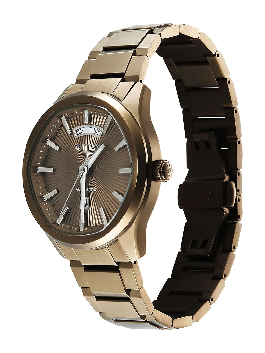 Titan Dial & Leather Bracelet Style Strap Analogue Automatic Watch - 90209QM01