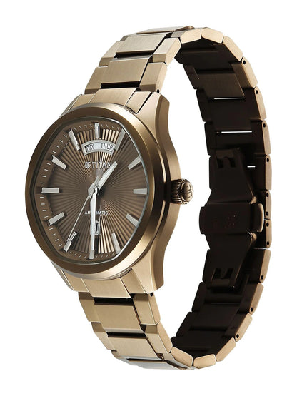 Titan Dial & Leather Bracelet Style Strap Analogue Automatic Watch - 90209QM01