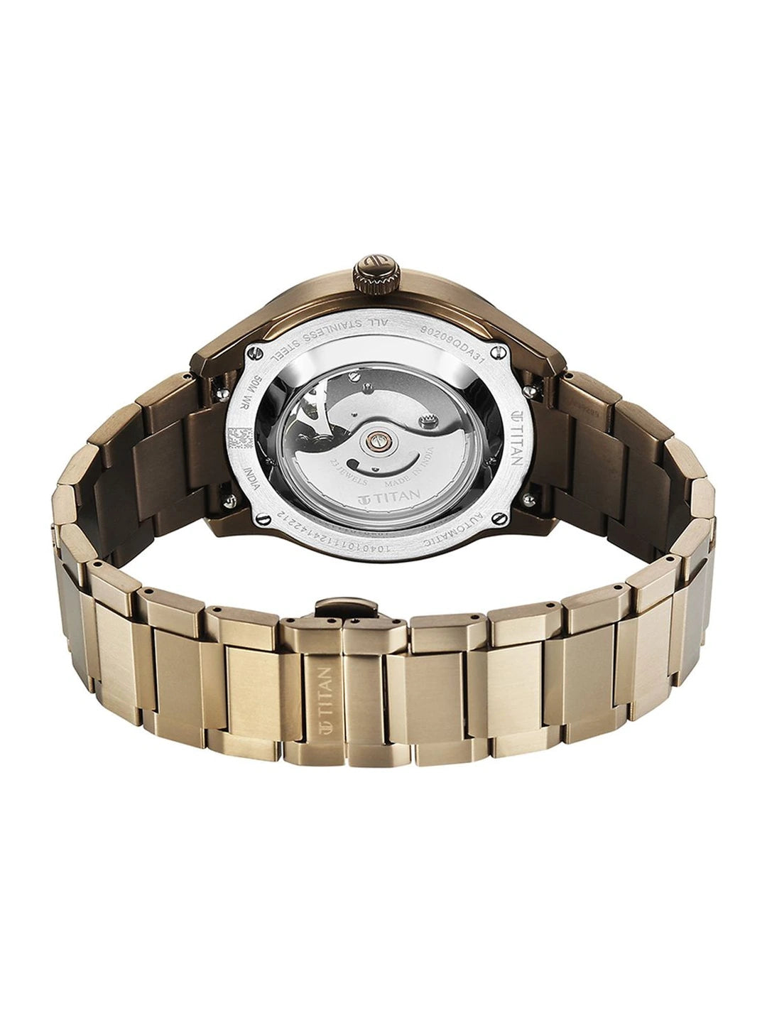 Titan Dial & Leather Bracelet Style Strap Analogue Automatic Watch - 90209QM01