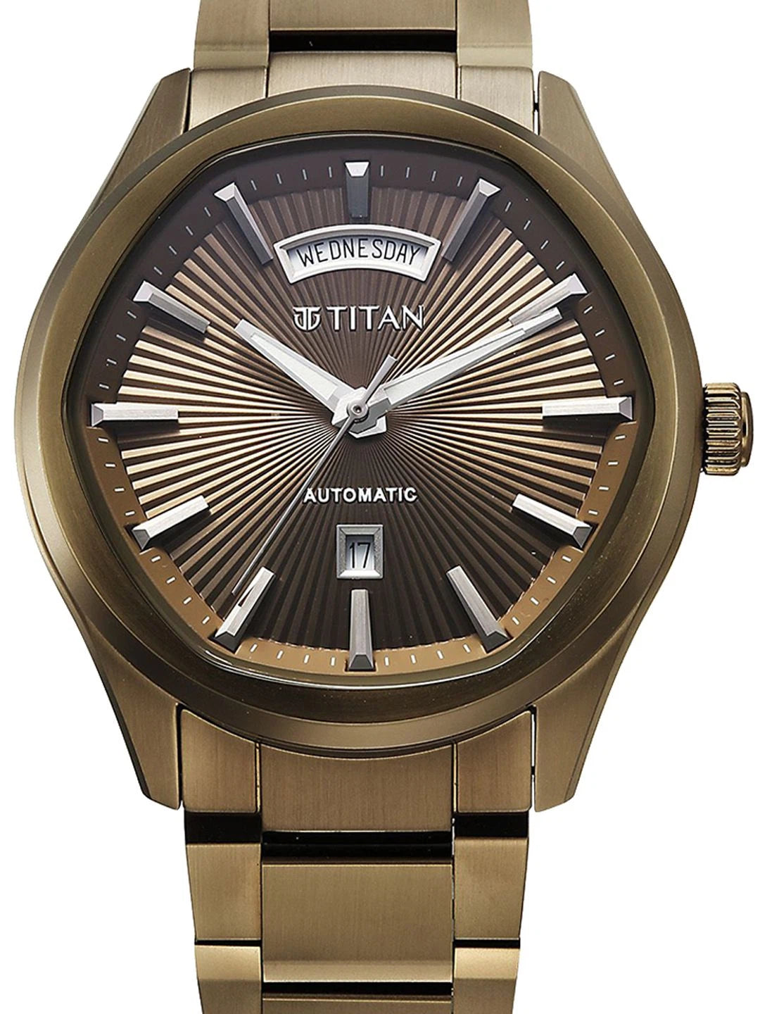 Titan Dial & Leather Bracelet Style Strap Analogue Automatic Watch - 90209QM01