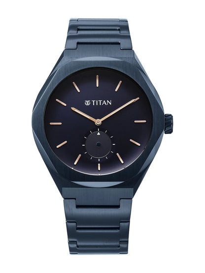 Titan Classique Contour Blue Round Dial Quartz Analog Watch - 90210QM01