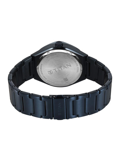 Titan Classique Contour Blue Round Dial Quartz Analog Watch - 90210QM01