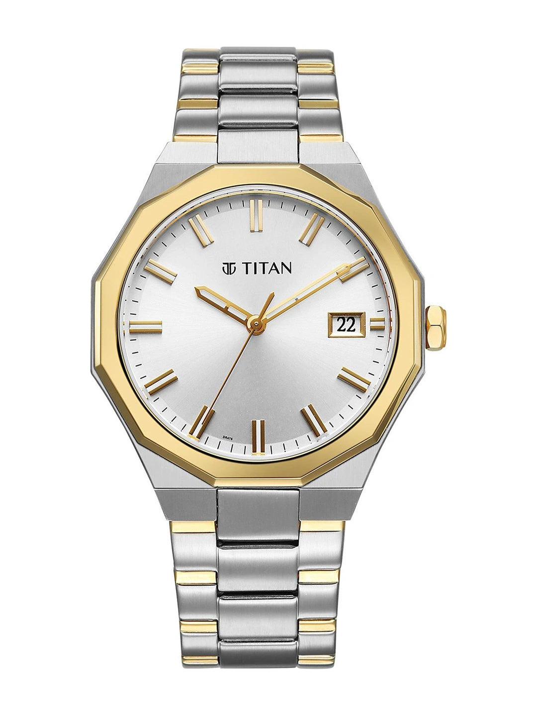 Titan Dodecagon Round Dial Quartz Movement Watch - 90212BM01