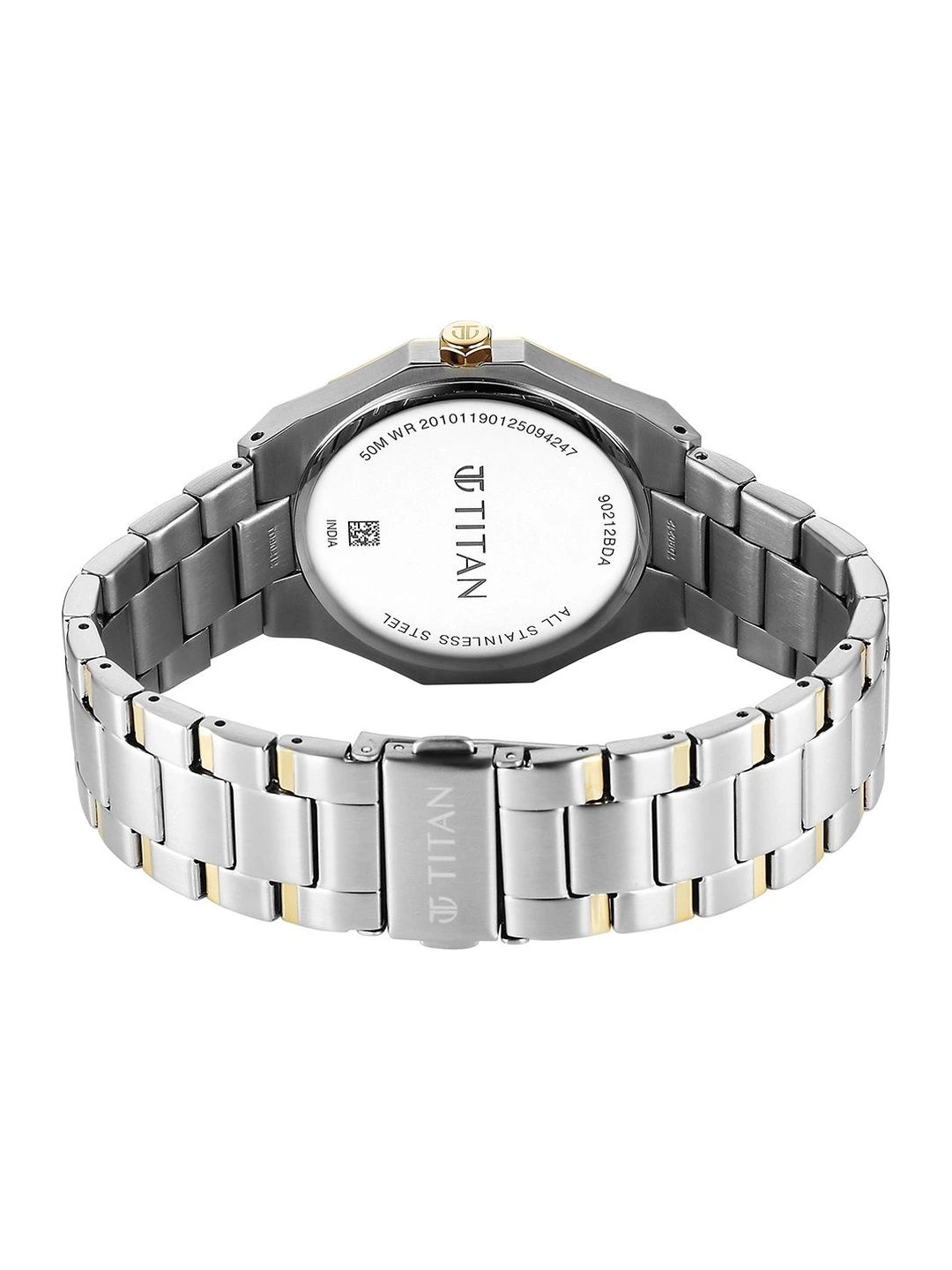 Titan Dodecagon Round Dial Quartz Movement Watch - 90212BM01