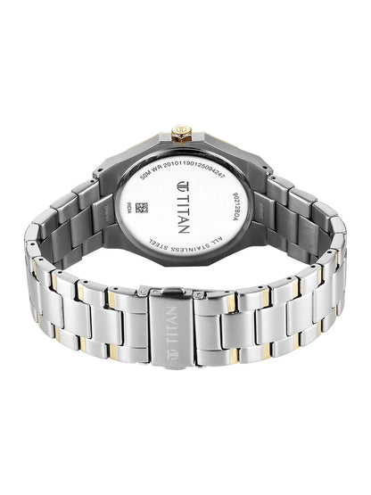 Titan Dodecagon Round Dial Quartz Movement Watch - 90212BM01