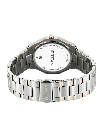 Titan Dodecagon Round Dial Quartz Movement Watch - 90212KM01