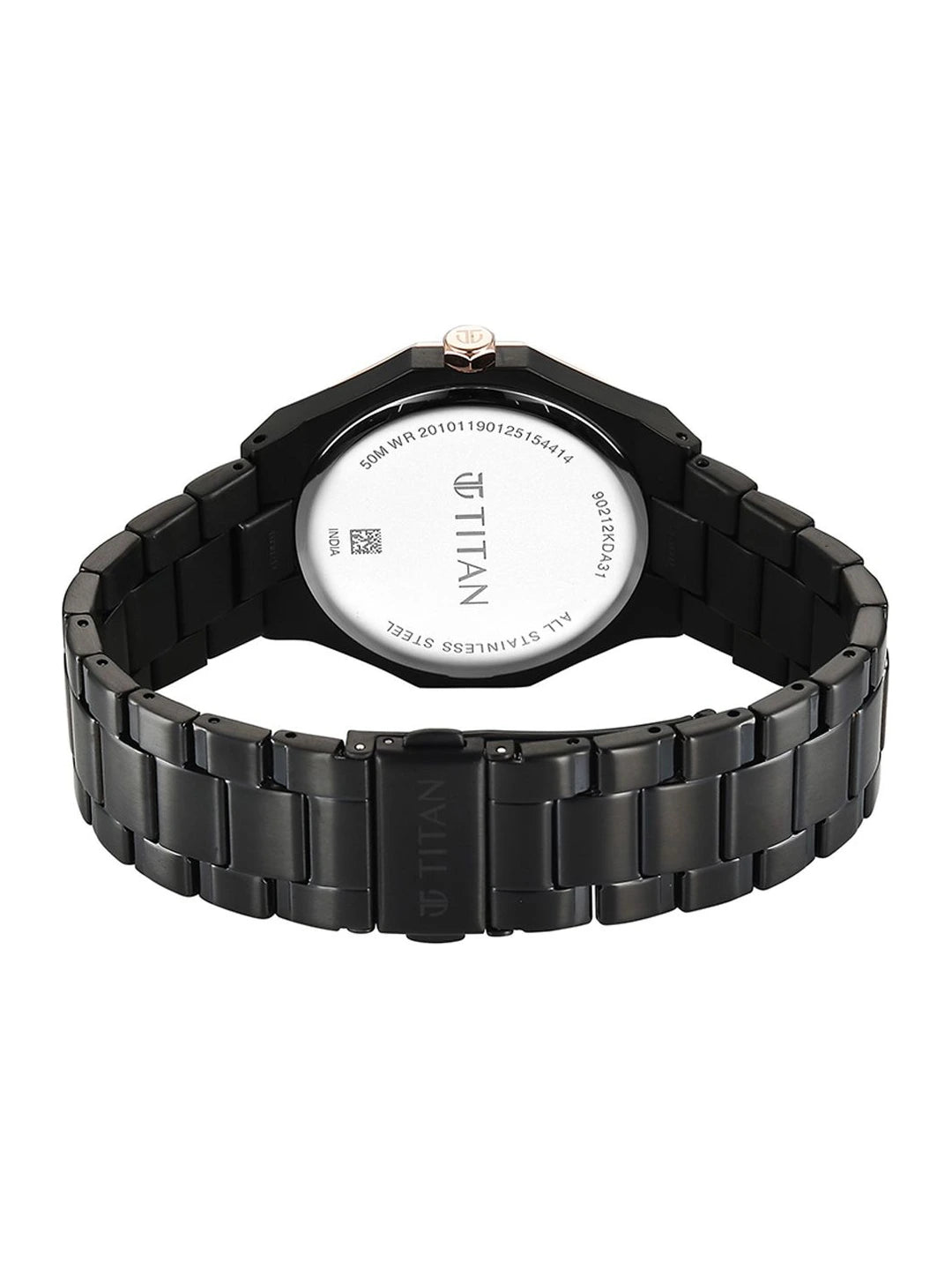 Titan Dodecagon Round Dial Quartz Movement Watch - 90212KM02