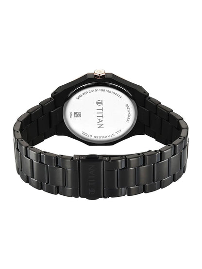 Titan Dodecagon Round Dial Quartz Movement Watch - 90212KM02