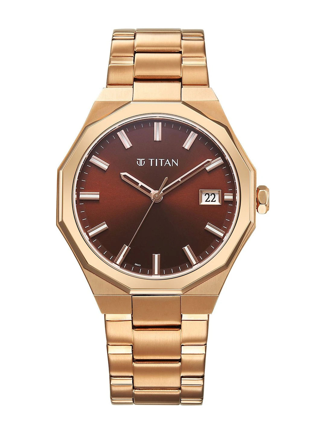 Titan Dodecagon Round Dial Quartz Movement Watch - 90212WM01