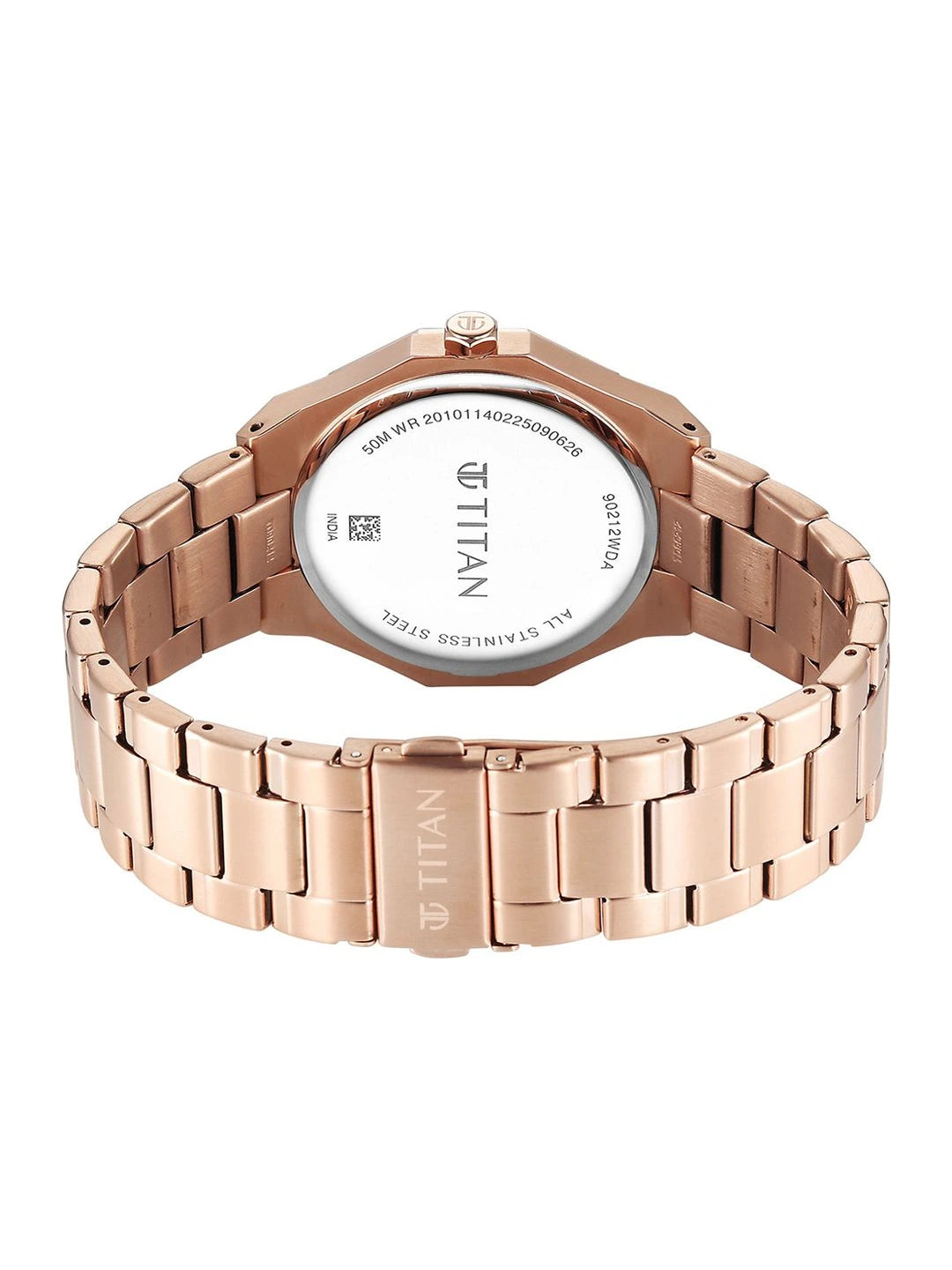 Titan Dodecagon Round Dial Quartz Movement Watch - 90212WM01