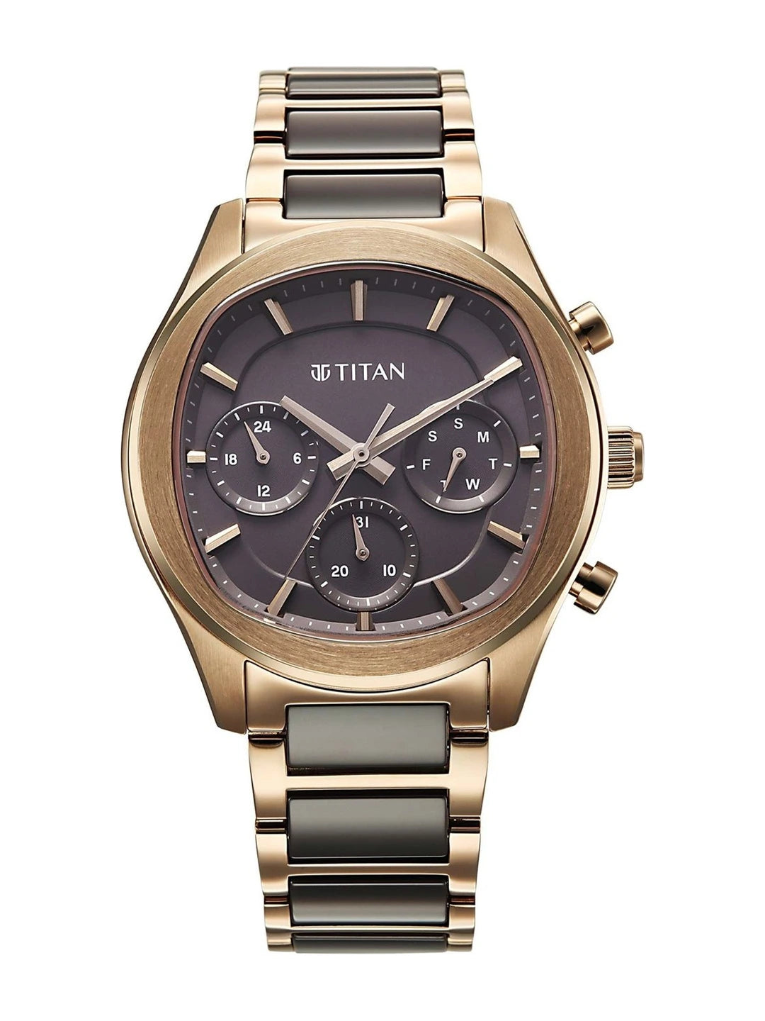 Titan Ceramic Fusion 3.0 Multi-Function Quartz Grey Dial Watch - 90216KD02