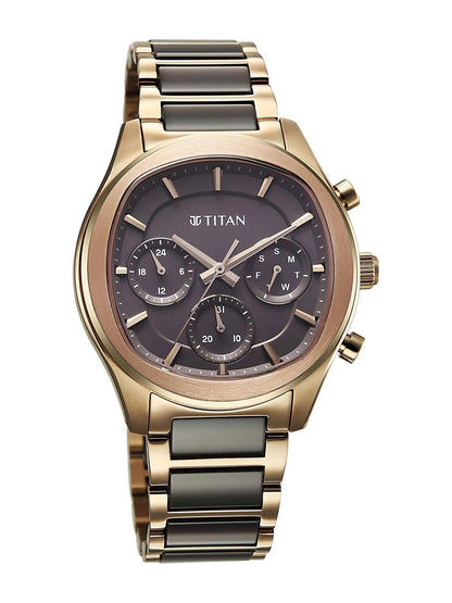 Titan Ceramic Fusion 3.0 Multi-Function Quartz Grey Dial Watch - 90216KD02