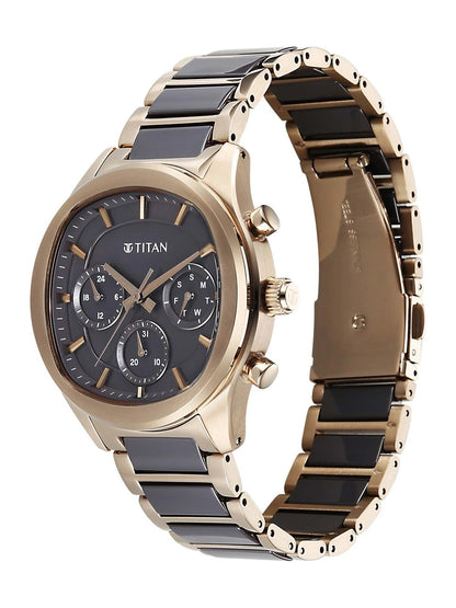 Titan Ceramic Fusion 3.0 Multi-Function Quartz Grey Dial Watch - 90216KD02