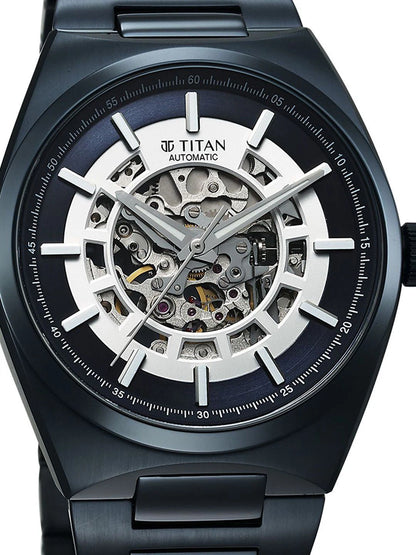 Titan Skeleton Bracelet Style Strap Analogue Automatic Motion Powered Watch - 90221QM03