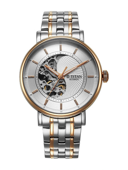 Titan Round White Dial Analog Watch - 90222KM01