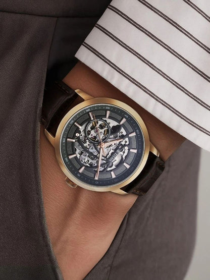 Titan Skeleton Dial & Leather Strap Analogue Automatic Motion Powered Watch - 90223WL01