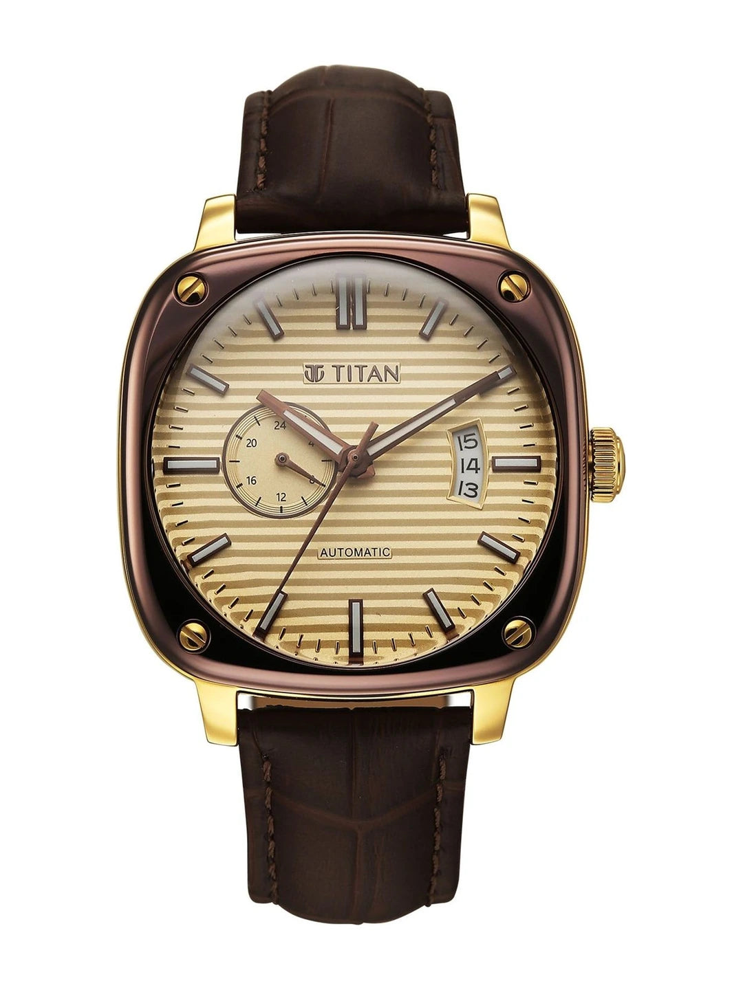 Titan Vintage Concealed Automatic Analog Beige Dial Watch - 90225KL03