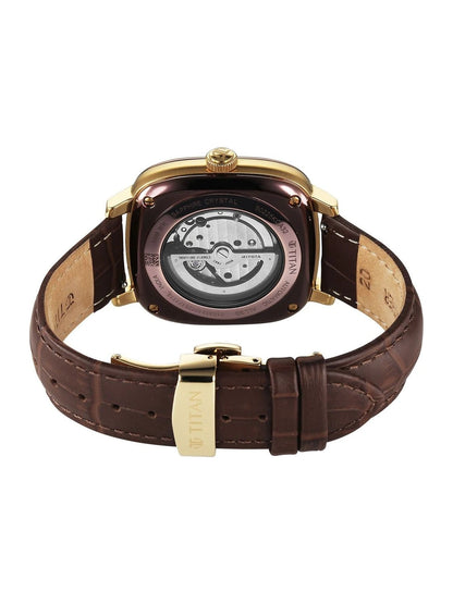 Titan Vintage Concealed Automatic Analog Beige Dial Watch - 90225KL03